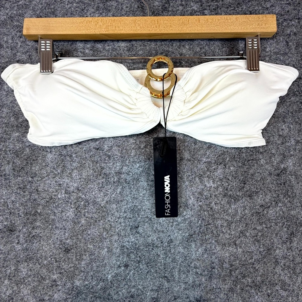 Fashion Nova Sunshine Coast Hammered Hardware Bikini Top Womens Small White